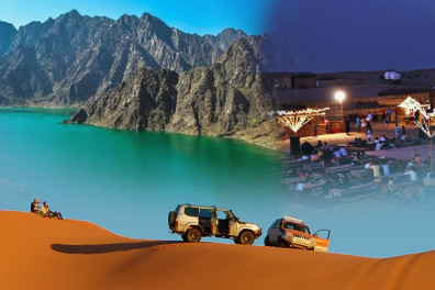 Full Day Hatta Mountains Safari Sightseeing Tour With Lunch And Red Dunes Desert Safari With Dinner Bbq