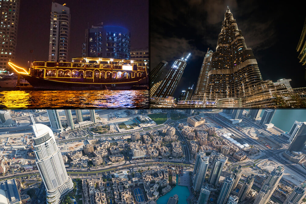 Dubai Sightseeing City Tour + Burj Khalifa/Fountain Show + Dhow Dinner (BBQ Buffet) Cruise